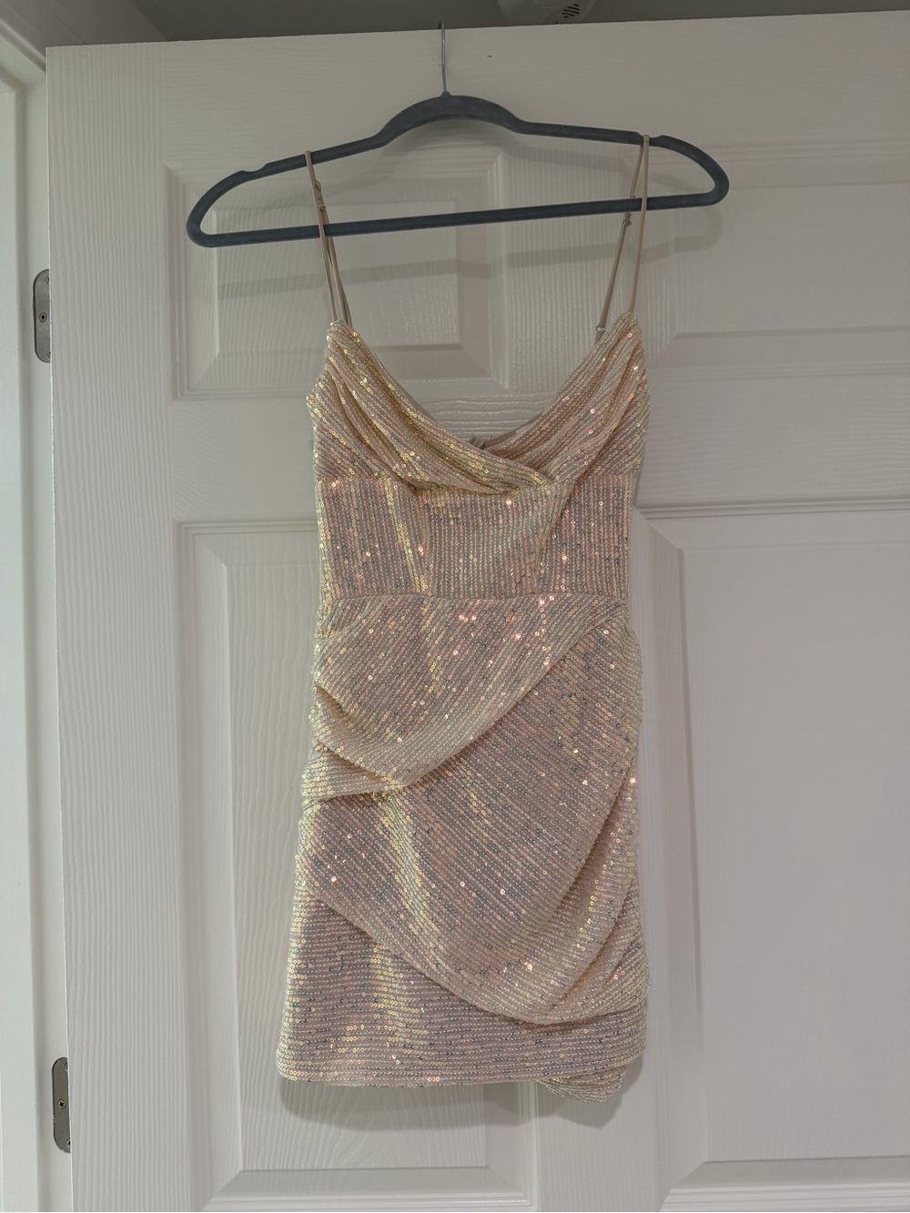Sparkle Draped Mini Dress - Champagne